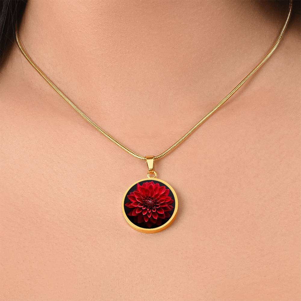 Personalized Red Dahlia Necklace
