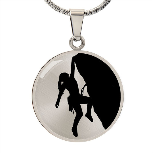 Woman Rock Climbing Necklace
