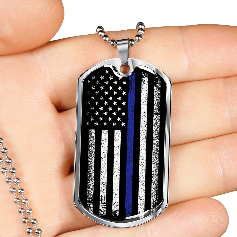 Police Officer Gift - Thin Blue Line Necklace