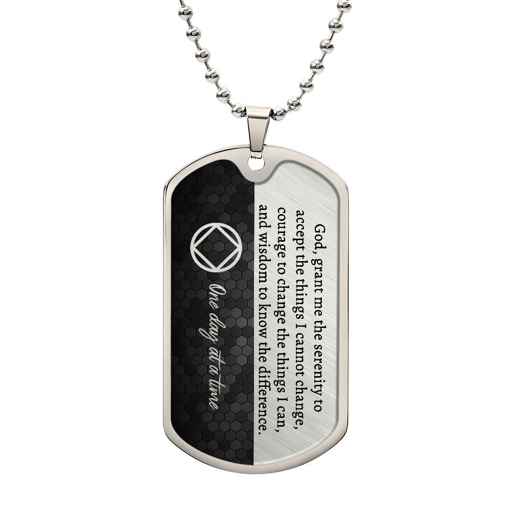 Sobriety gift for him - NA serenity prayer necklace