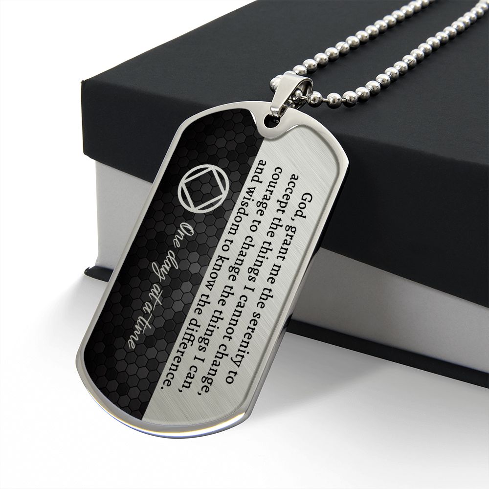 Sobriety gift for him - NA serenity prayer necklace