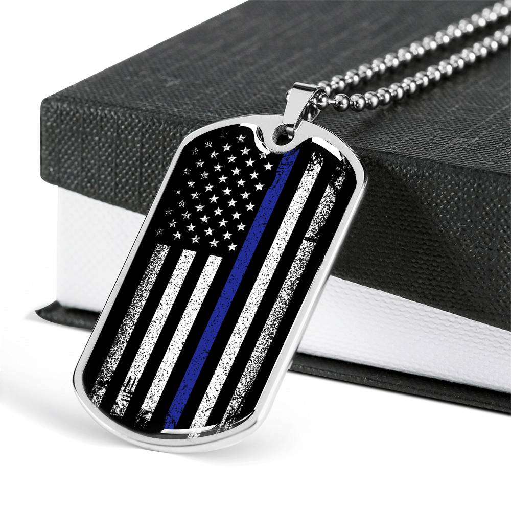 Police Officer Gift - Thin Blue Line Necklace
