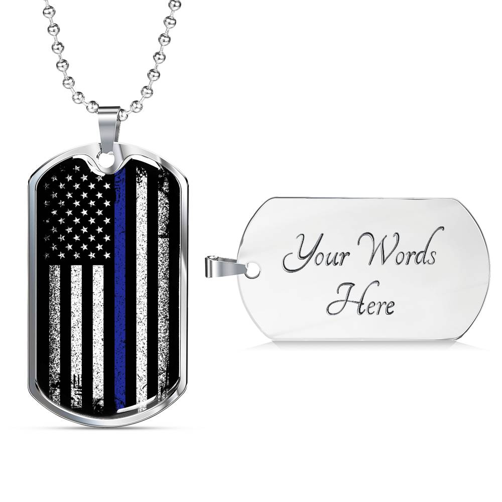 Police Officer Gift - Thin Blue Line Necklace