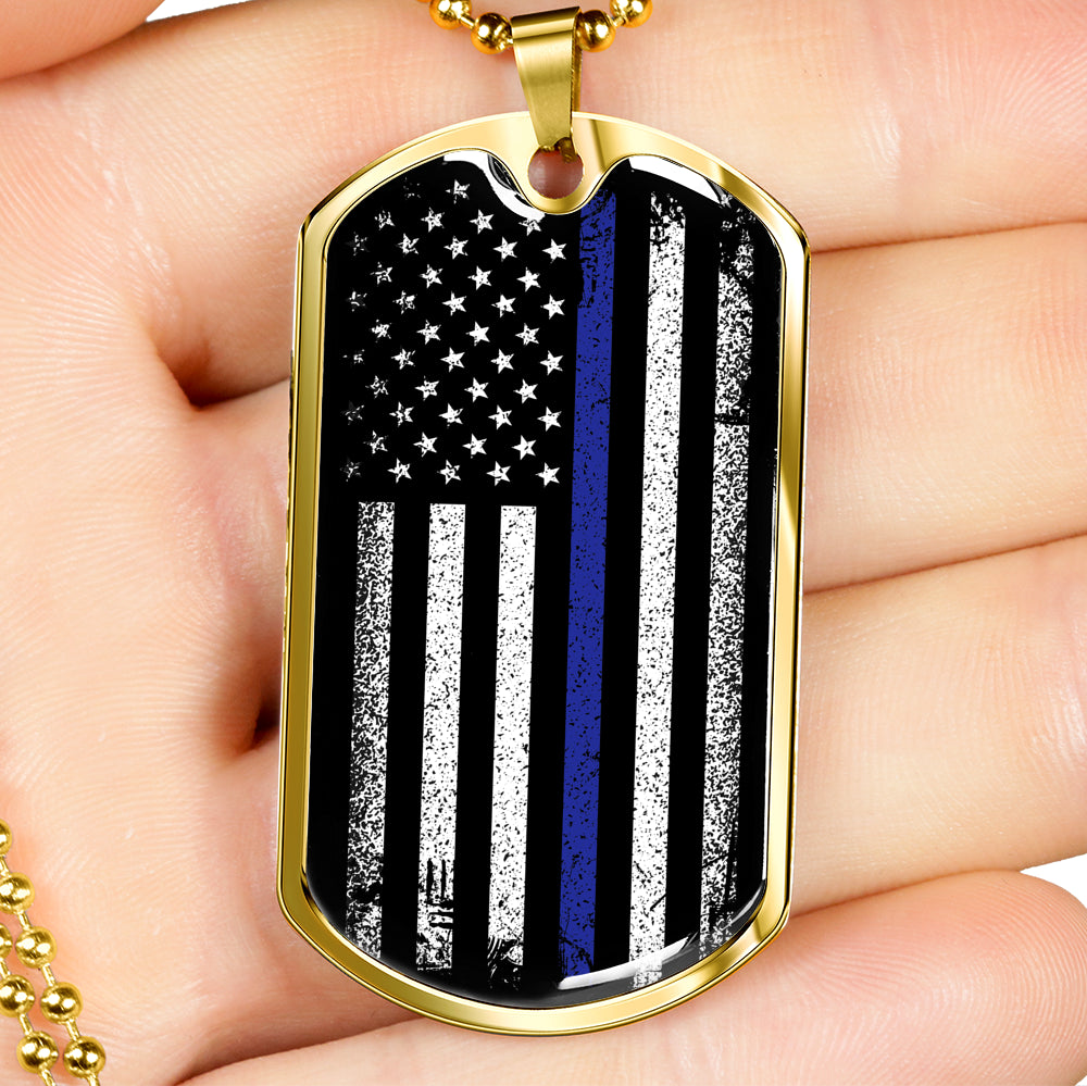 Police Officer Gift - Thin Blue Line Necklace