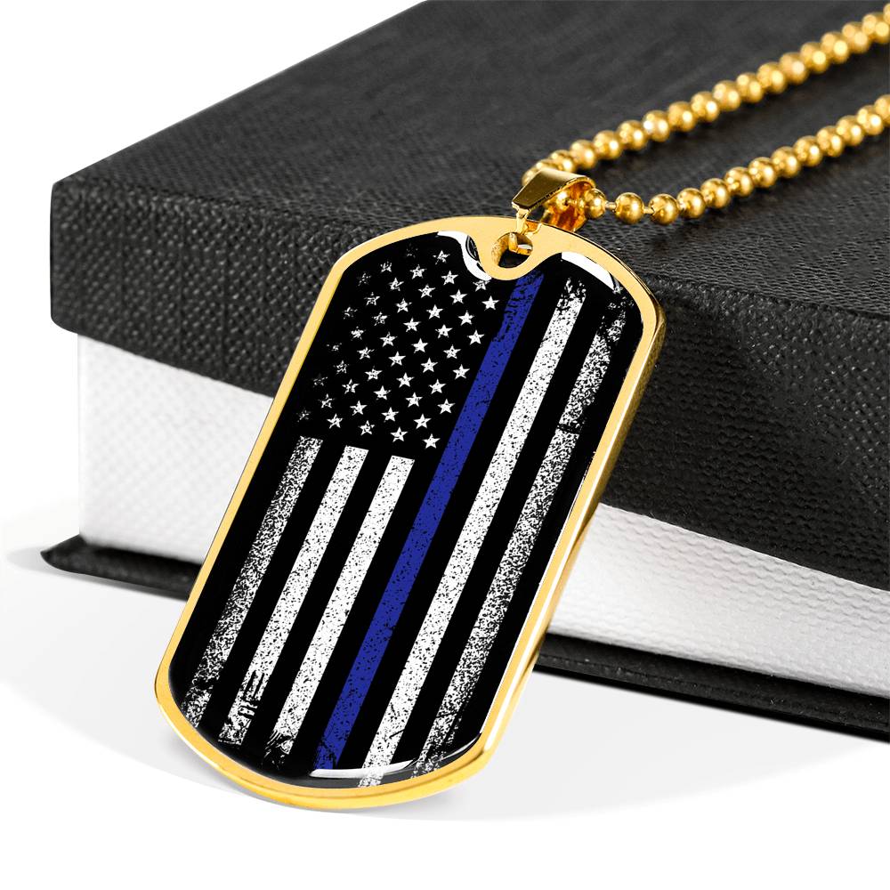 Police Officer Gift - Thin Blue Line Necklace