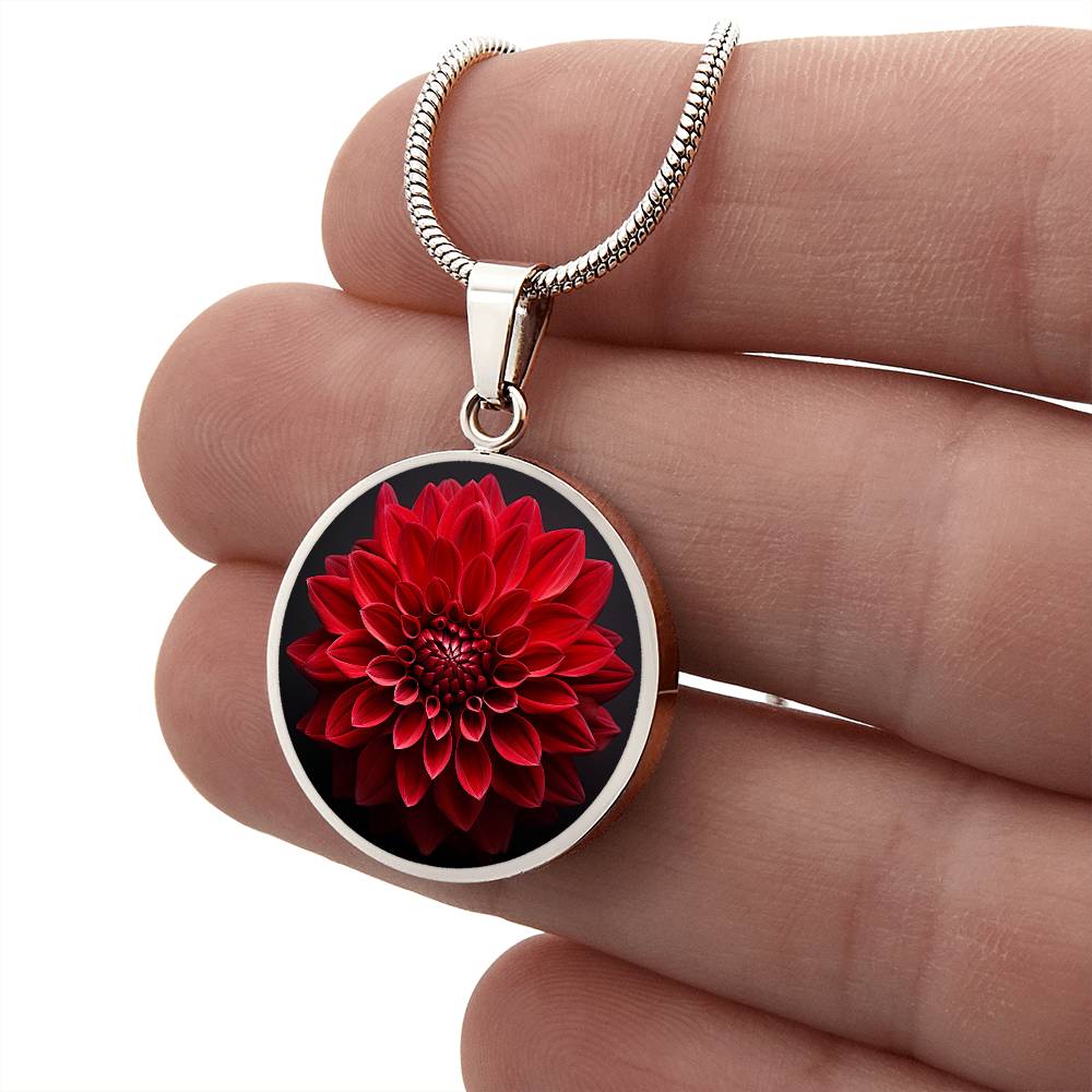 Personalized Red Dahlia Necklace