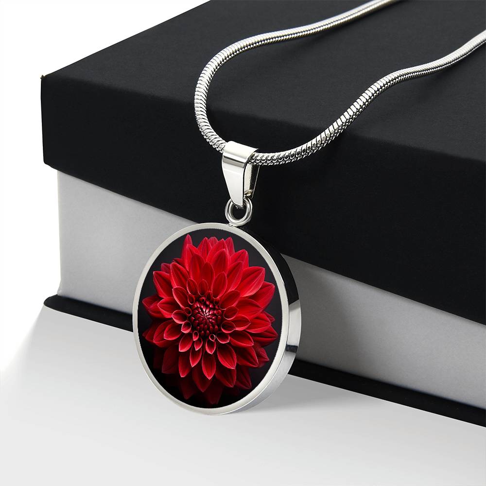 Personalized Red Dahlia Necklace