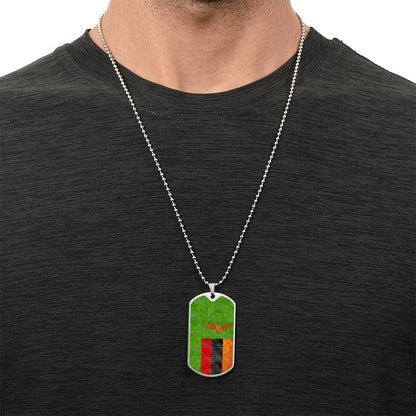 Personalized Zambia Flag Necklace