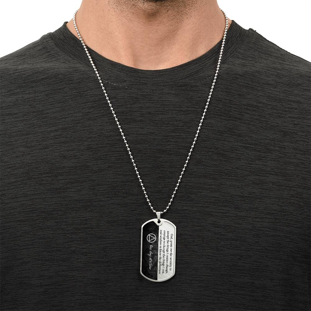 Sobriety gift for him - AA serenity prayer necklace