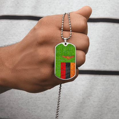 Personalized Zambia Flag Necklace