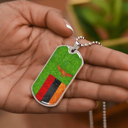 Personalized Zambia Flag Necklace