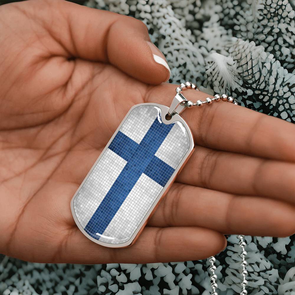 Personalized Flag of Finland Necklace