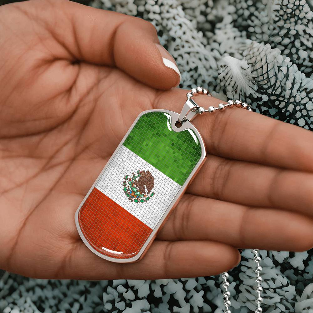 Personalized Mexico Flag Necklace