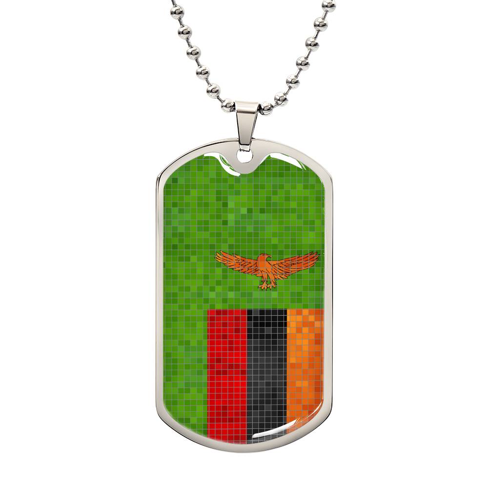 Personalized Zambia Flag Necklace