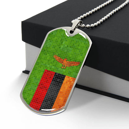 Personalized Zambia Flag Necklace