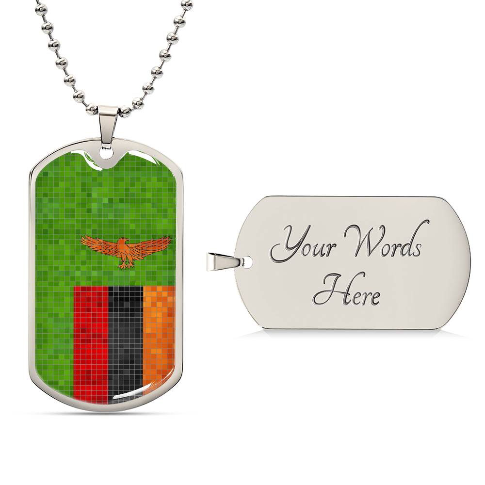 Personalized Zambia Flag Necklace