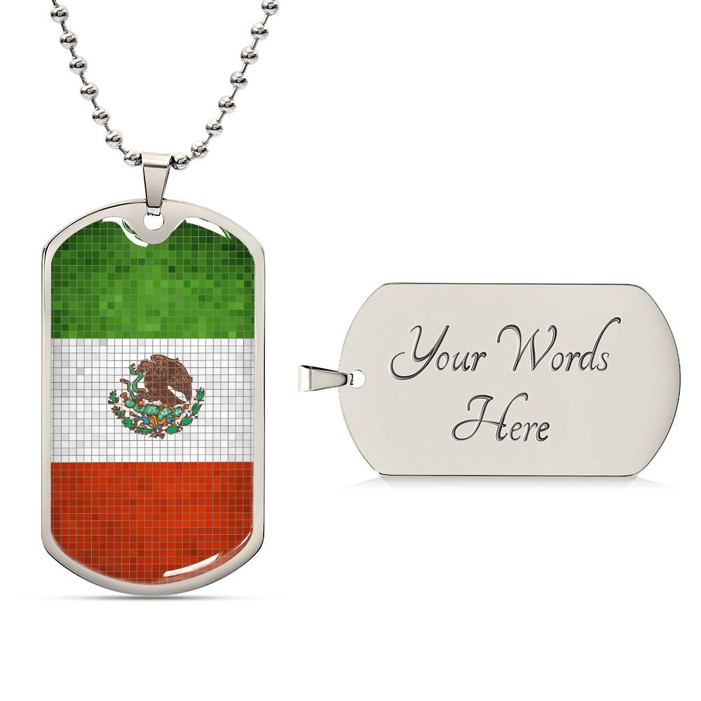 Personalized Mexico Flag Necklace