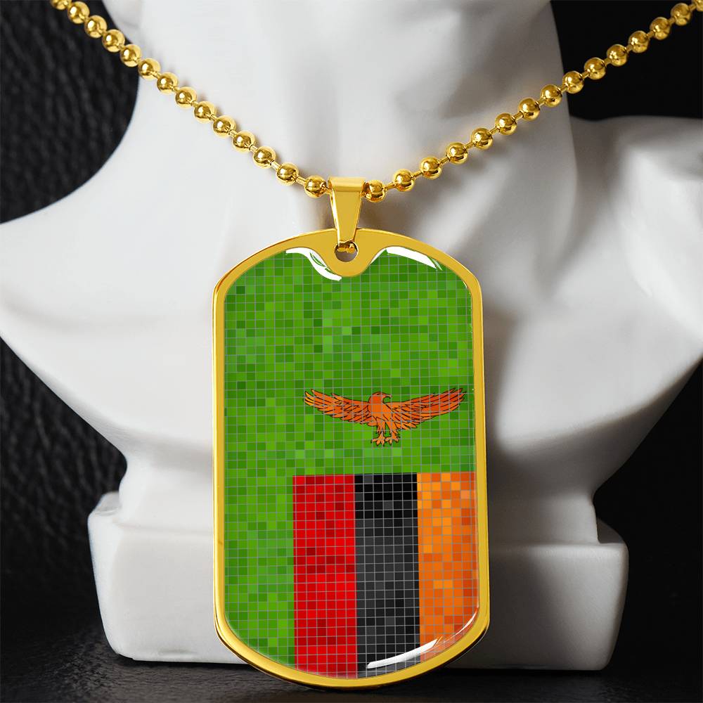 Personalized Zambia Flag Necklace