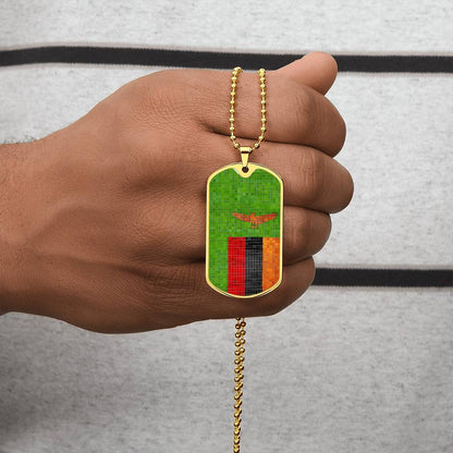 Personalized Zambia Flag Necklace