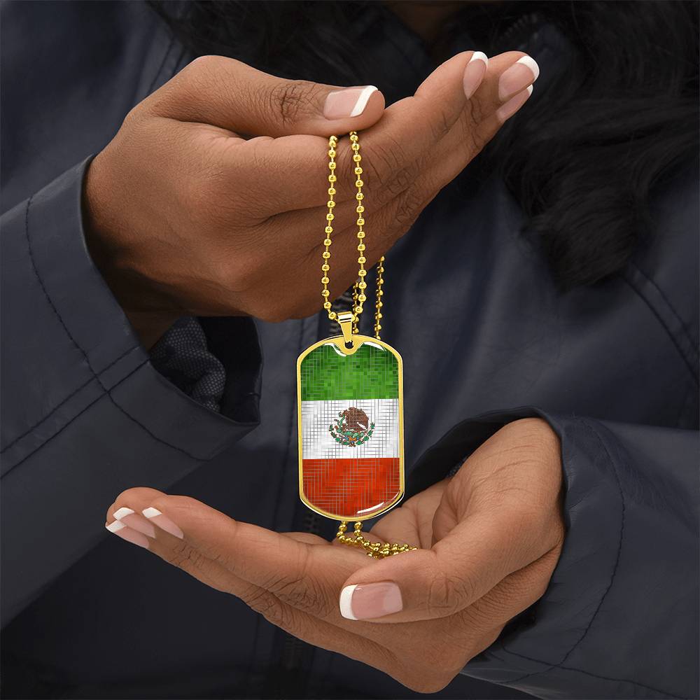 Personalized Mexico Flag Necklace