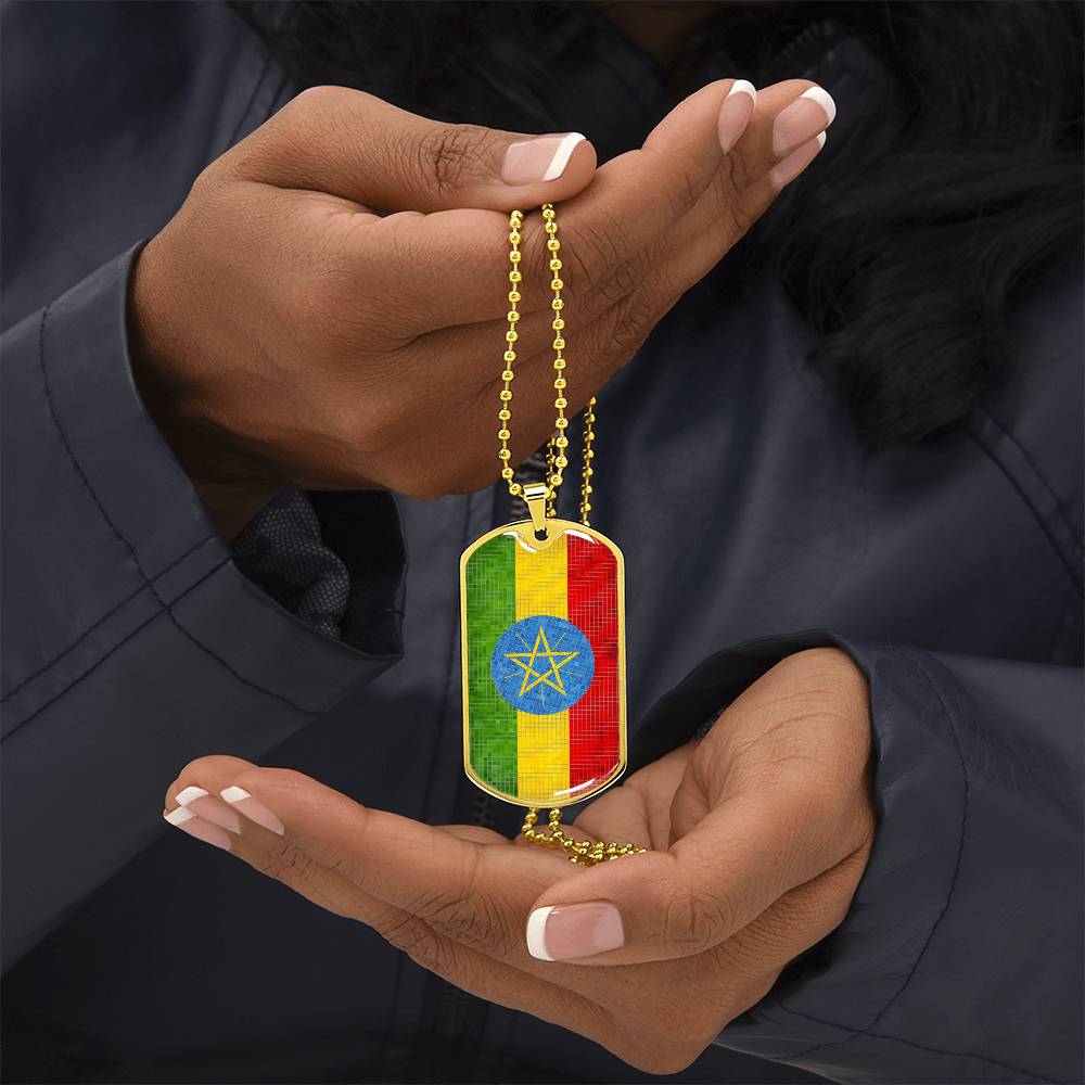 Personalized Ethiopia Flag Necklace
