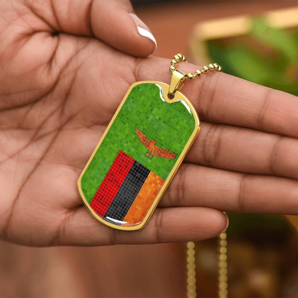 Personalized Zambia Flag Necklace