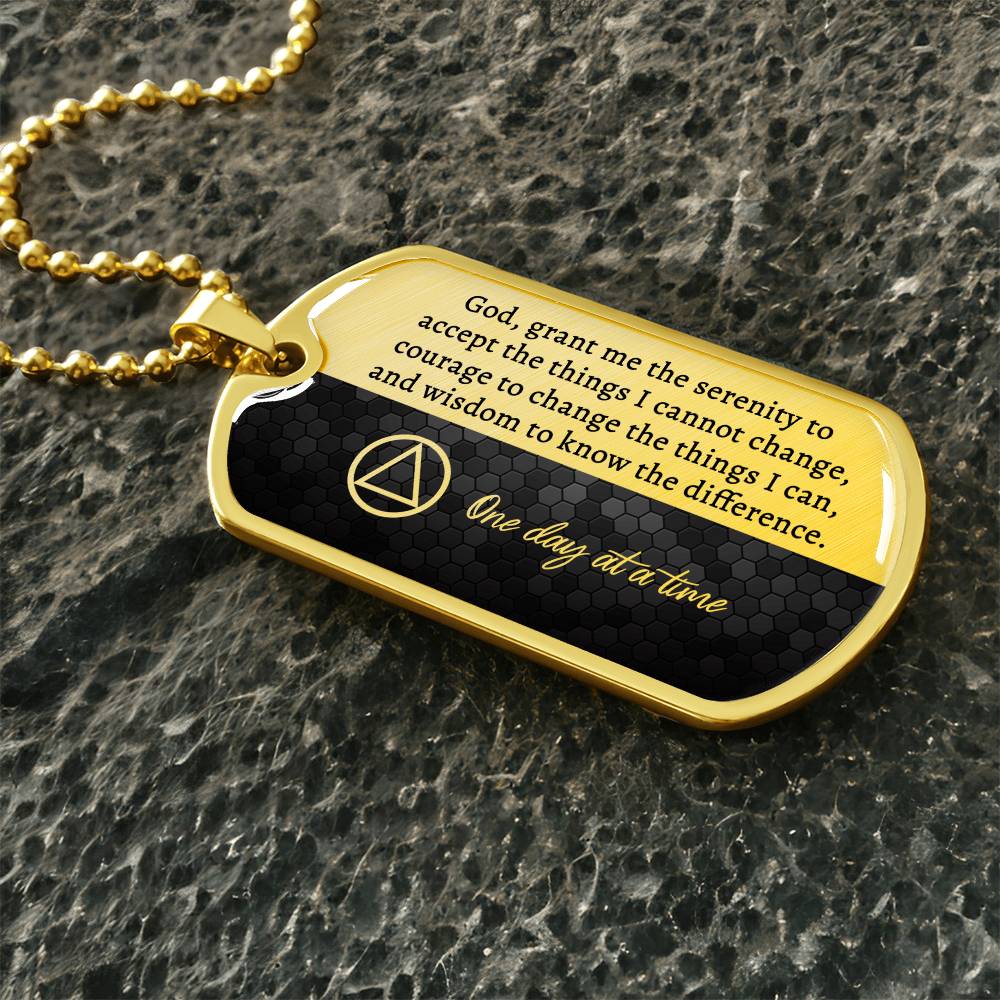 Sobriety gift for him - AA serenity prayer necklace