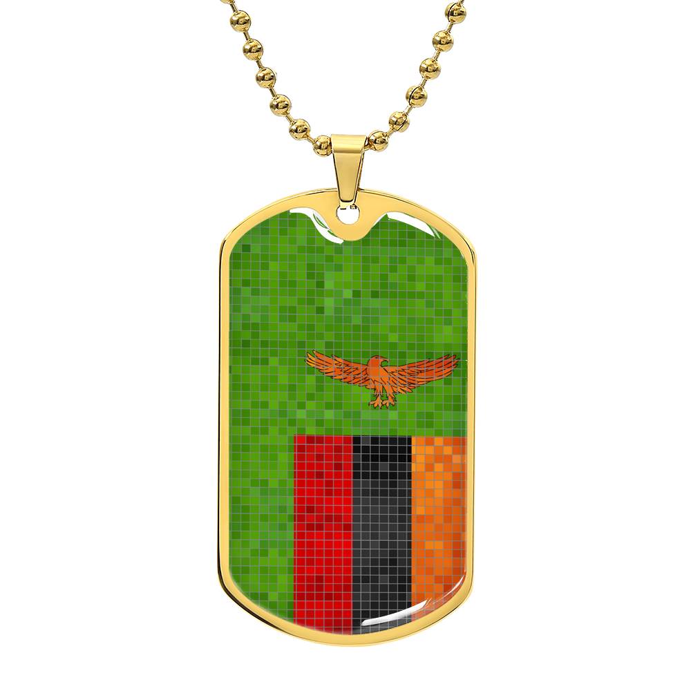 Personalized Zambia Flag Necklace