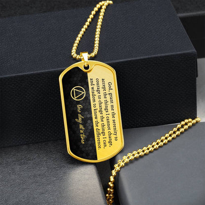 Sobriety gift for him - AA serenity prayer necklace