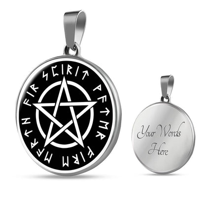 Wicca pentagram necklace - 5 elements in runes pentacle