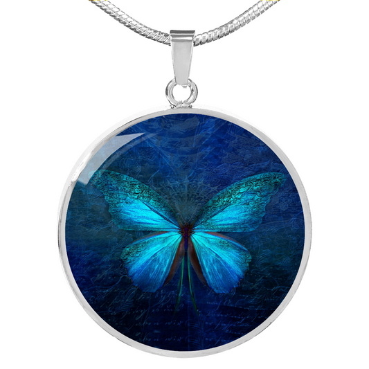 Blue butterfly necklace