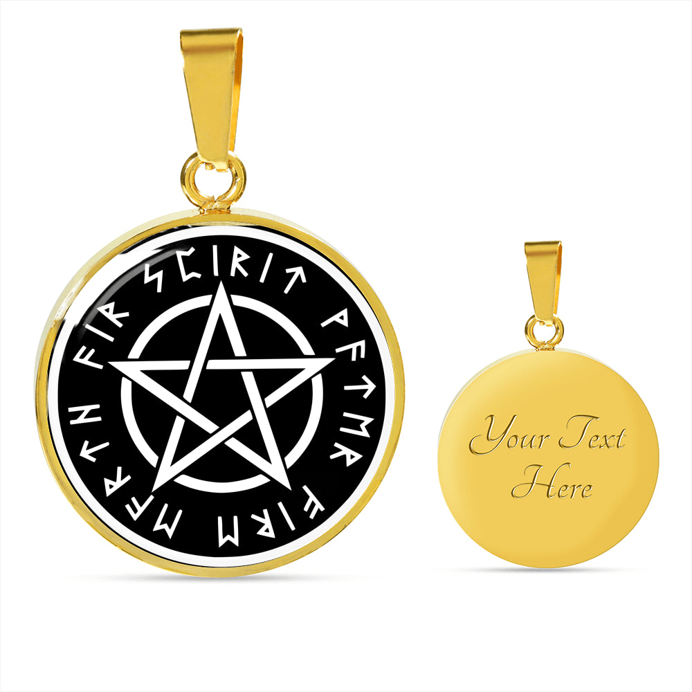 Wicca pentagram necklace - 5 elements in runes pentacle