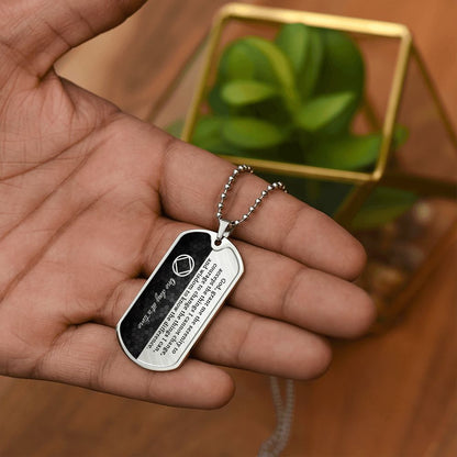 Sobriety gift for him - NA serenity prayer necklace