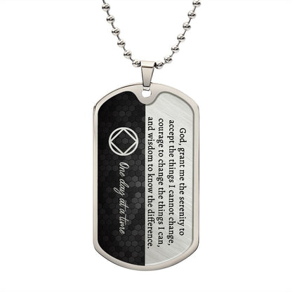 Sobriety gift for him - NA serenity prayer necklace