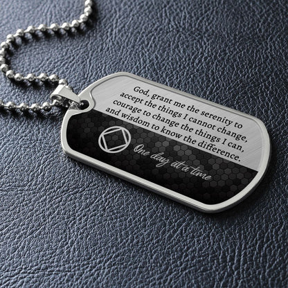 Sobriety gift for him - NA serenity prayer necklace