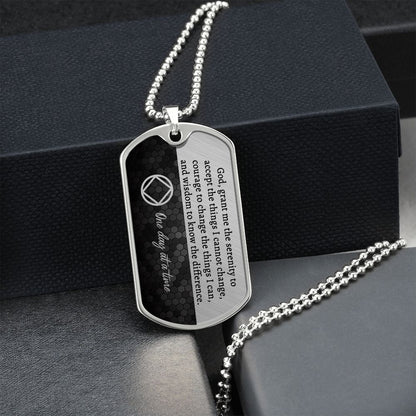 Sobriety gift for him - NA serenity prayer necklace