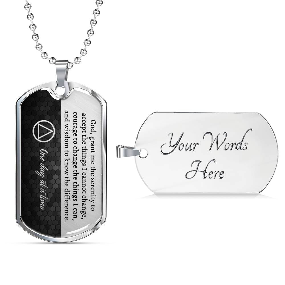 Sobriety gift for him - AA serenity prayer necklace