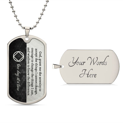 Sobriety gift for him - NA serenity prayer necklace
