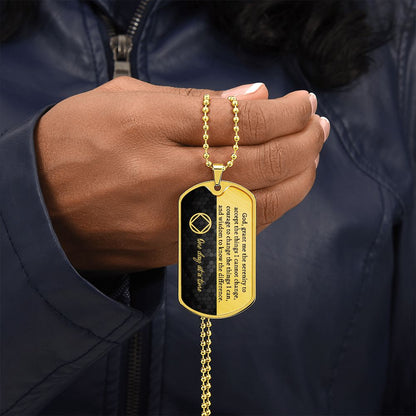 Sobriety gift for him - NA serenity prayer necklace