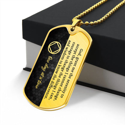 Sobriety gift for him - NA serenity prayer necklace