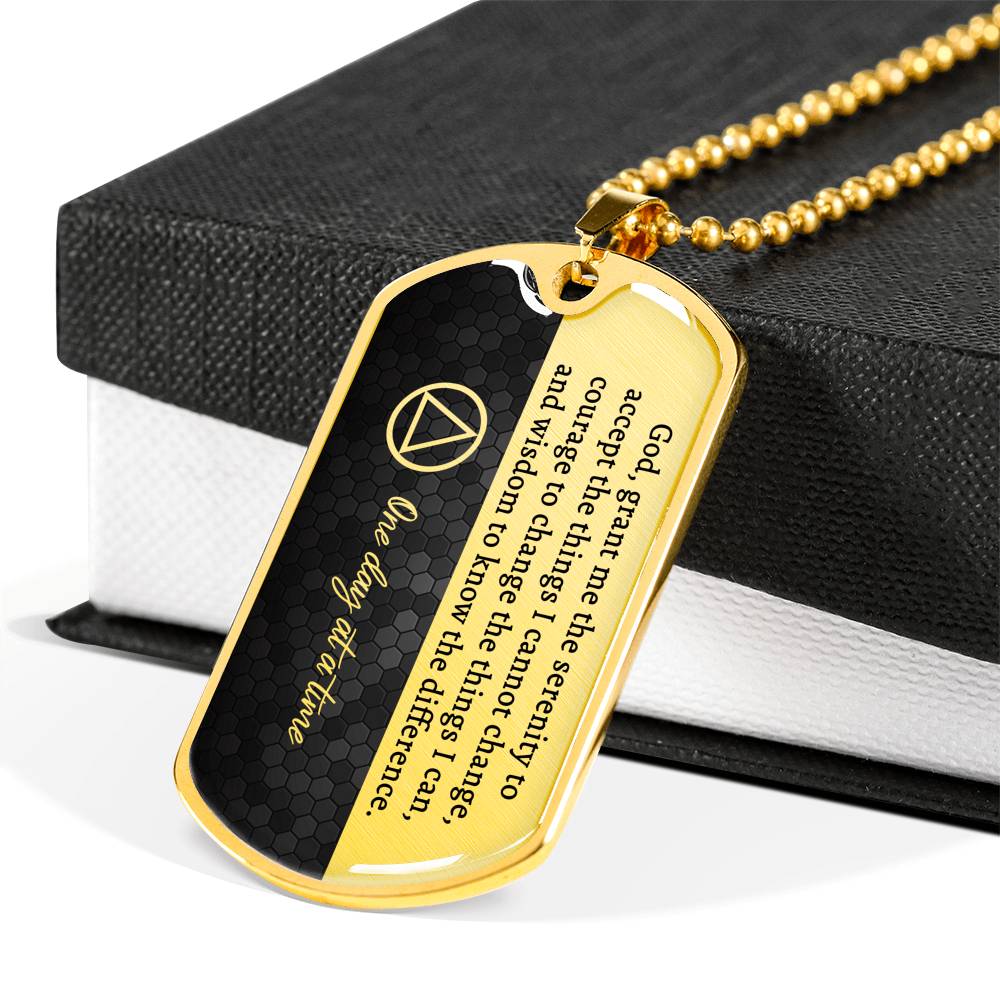 Sobriety gift for him - AA serenity prayer necklace