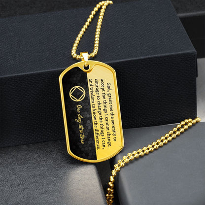 Sobriety gift for him - NA serenity prayer necklace