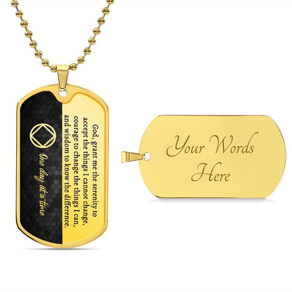 Sobriety gift for him - NA serenity prayer necklace