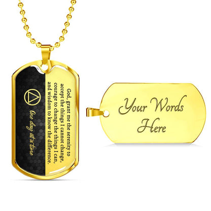 Sobriety gift for him - AA serenity prayer necklace